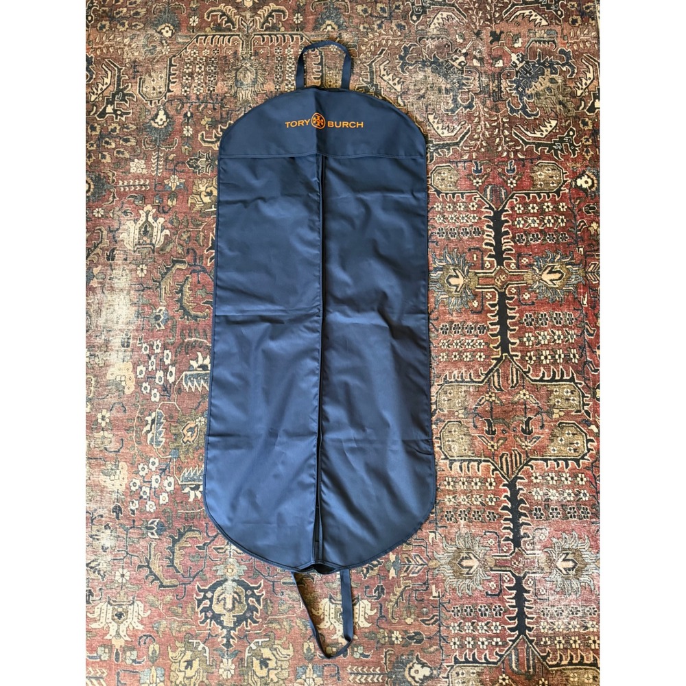 Tory Burch Logo Garment Bag Women OS Navy Blue Full Zip Travel Storage